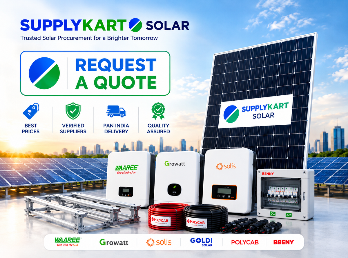 Request quote clipboard with solar modules, inverters, structures, cables and BESS